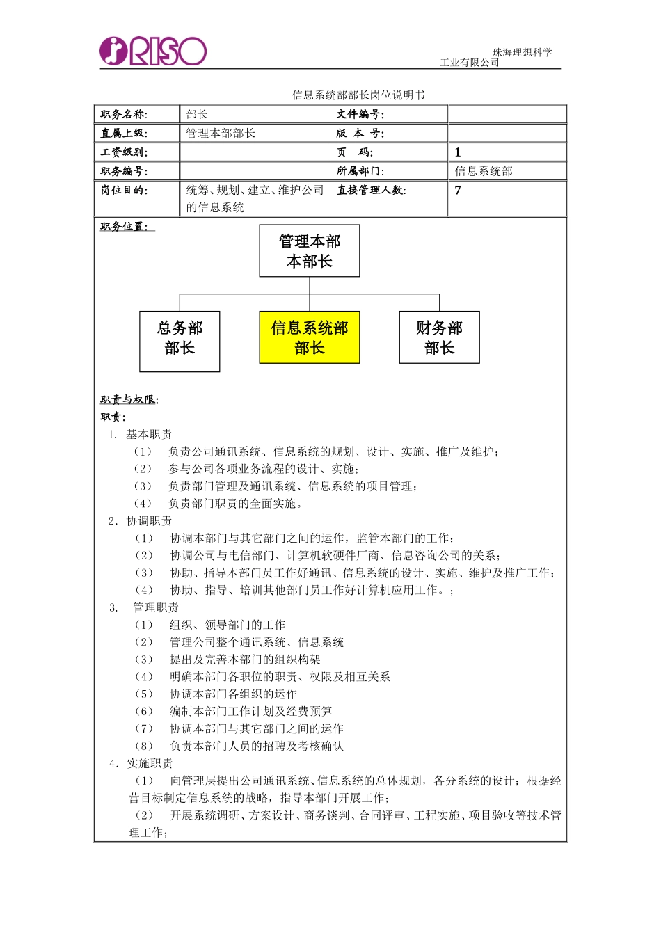RISO岗位说明书2002-9-19.doc_第1页