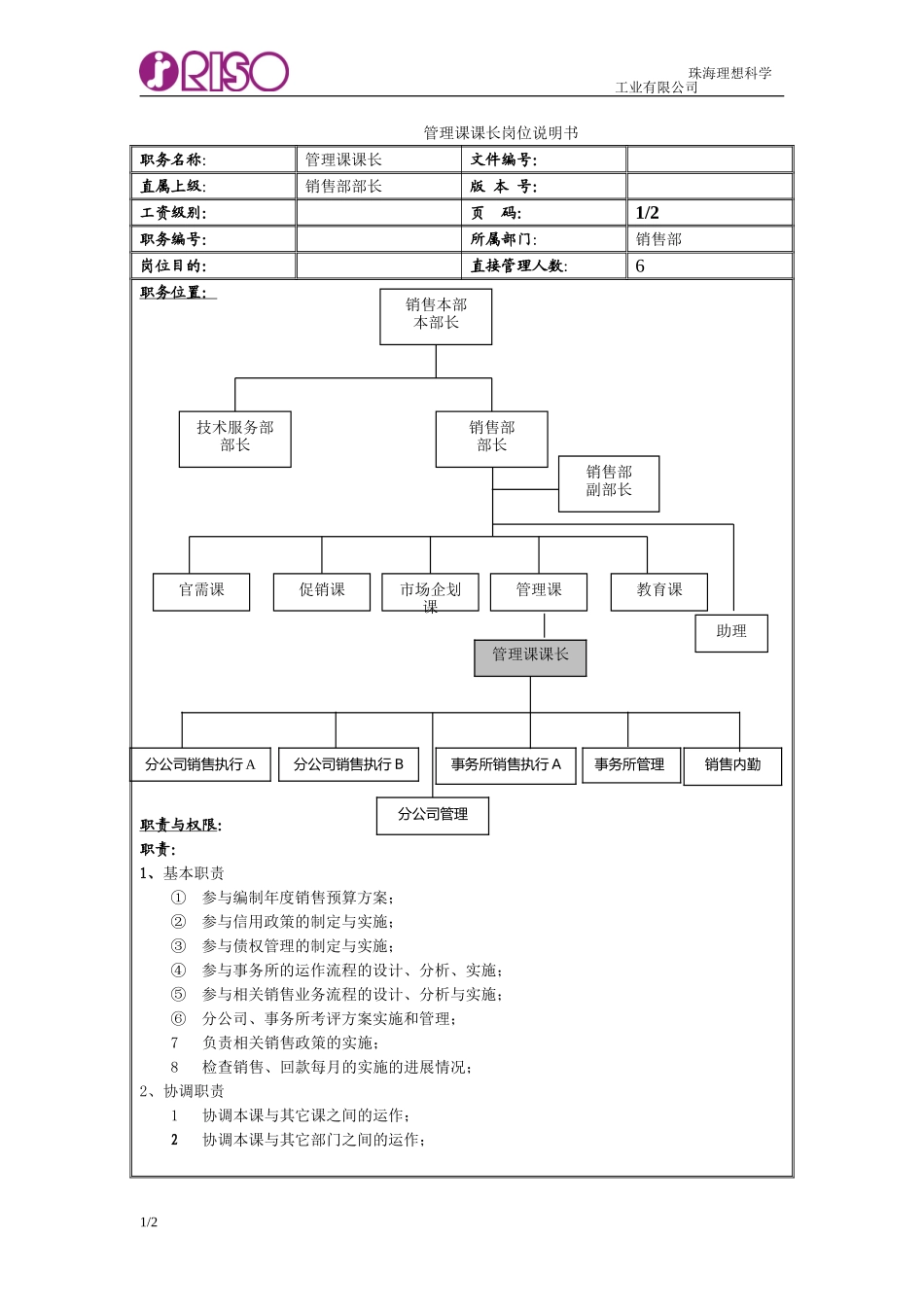 管理课课长空表.doc_第1页