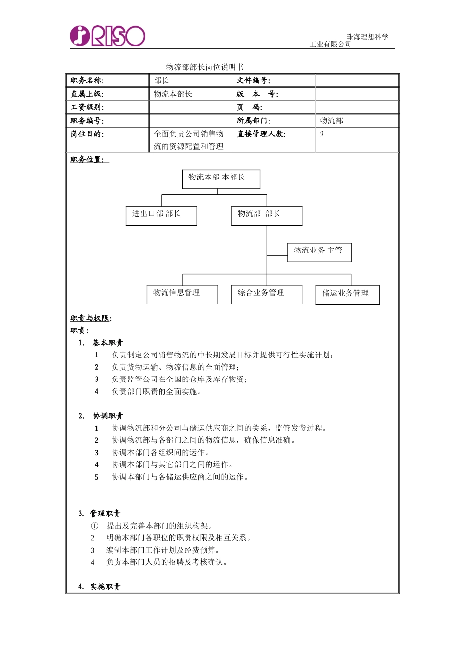部长岗位说明书.doc_第1页