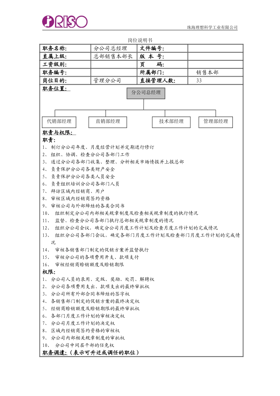 南京分公司岗位说明书1.doc_第1页