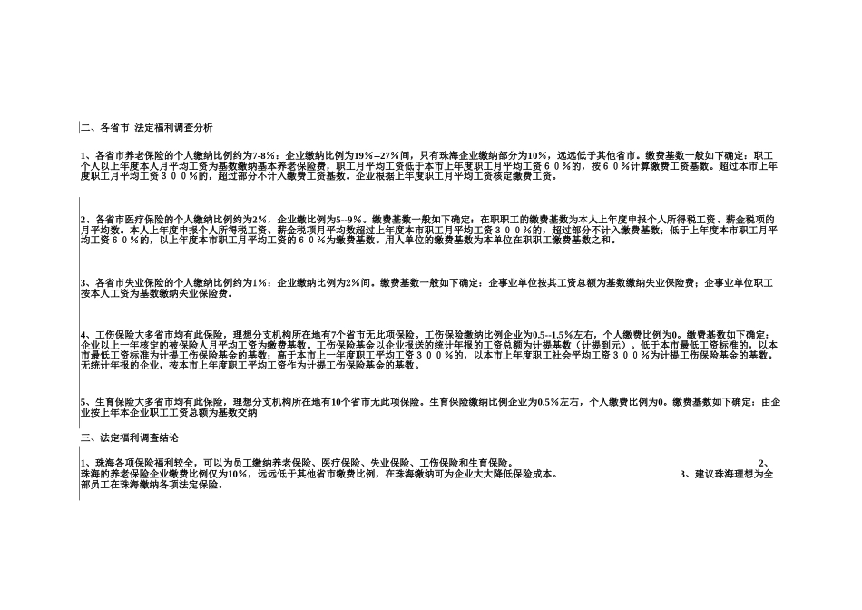 104各分支机构所在地法定福利调查报告书Chinese.xls_第2页