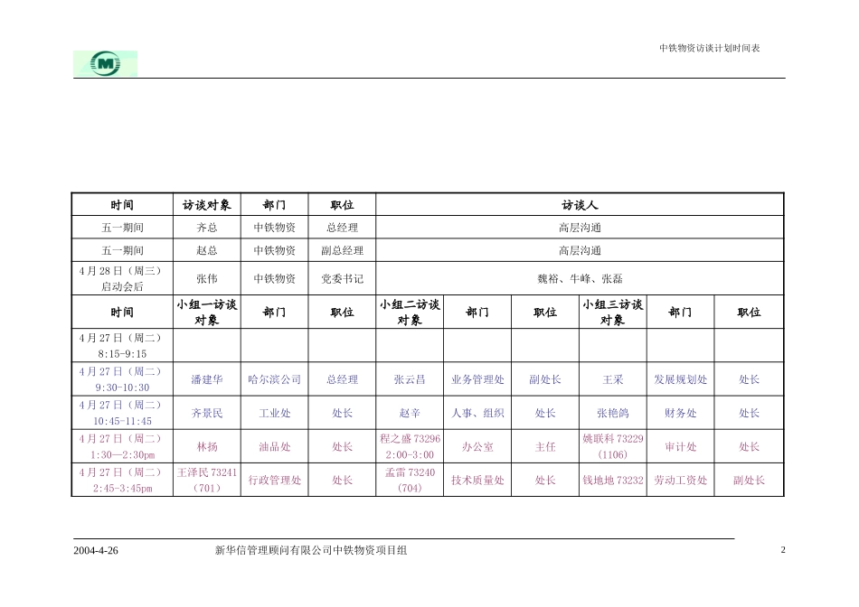 中国铁路物资总公司访谈计划时间表-实时调整表.doc_第3页
