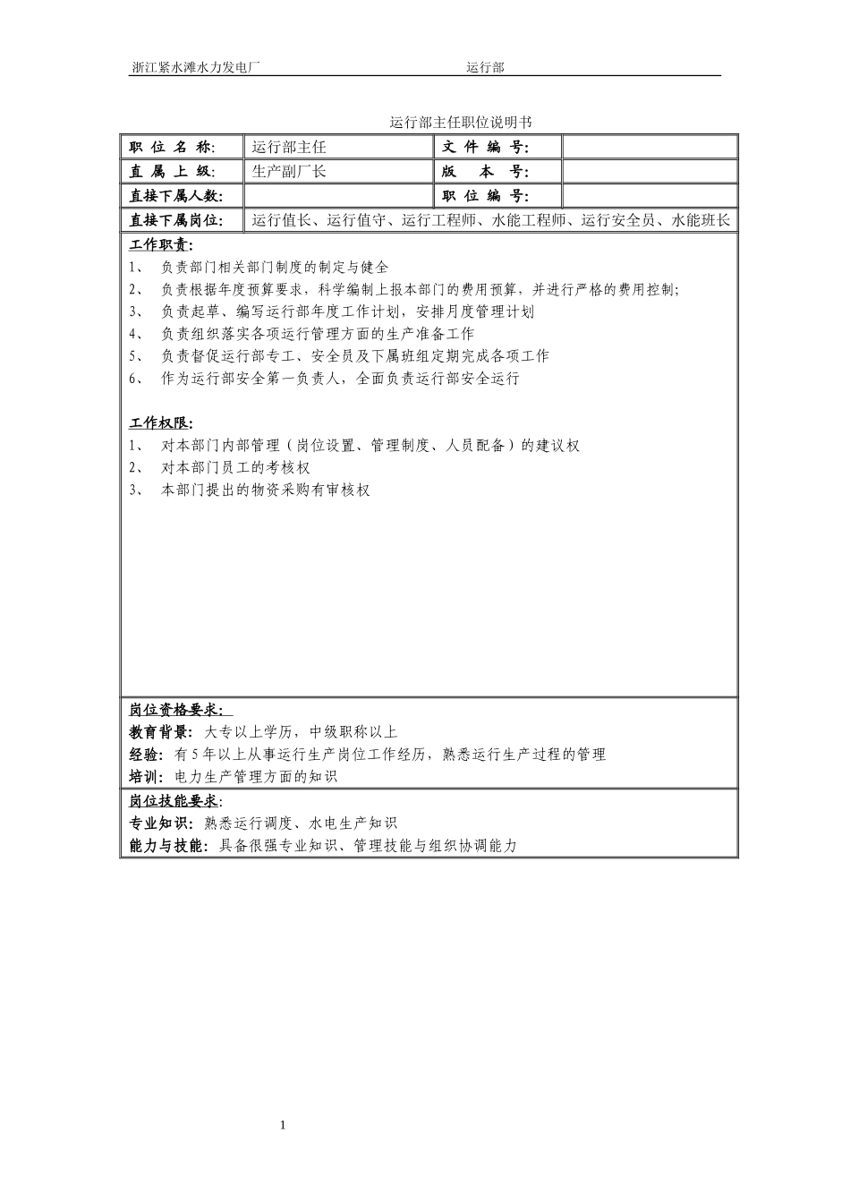 运行部职务说明书.doc_第1页