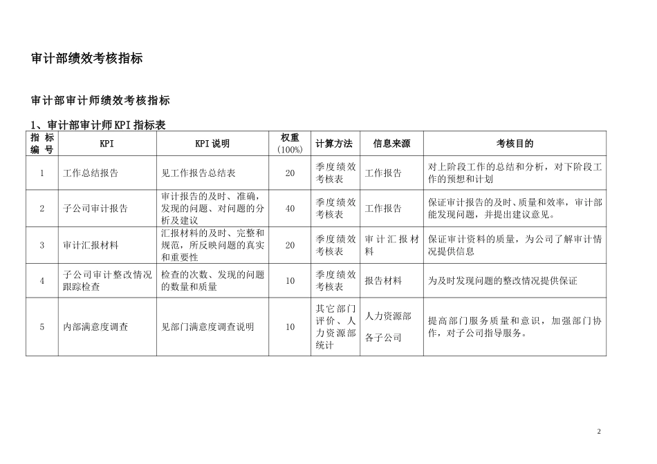 通威集团审计部绩效考核指标体系表.doc_第2页