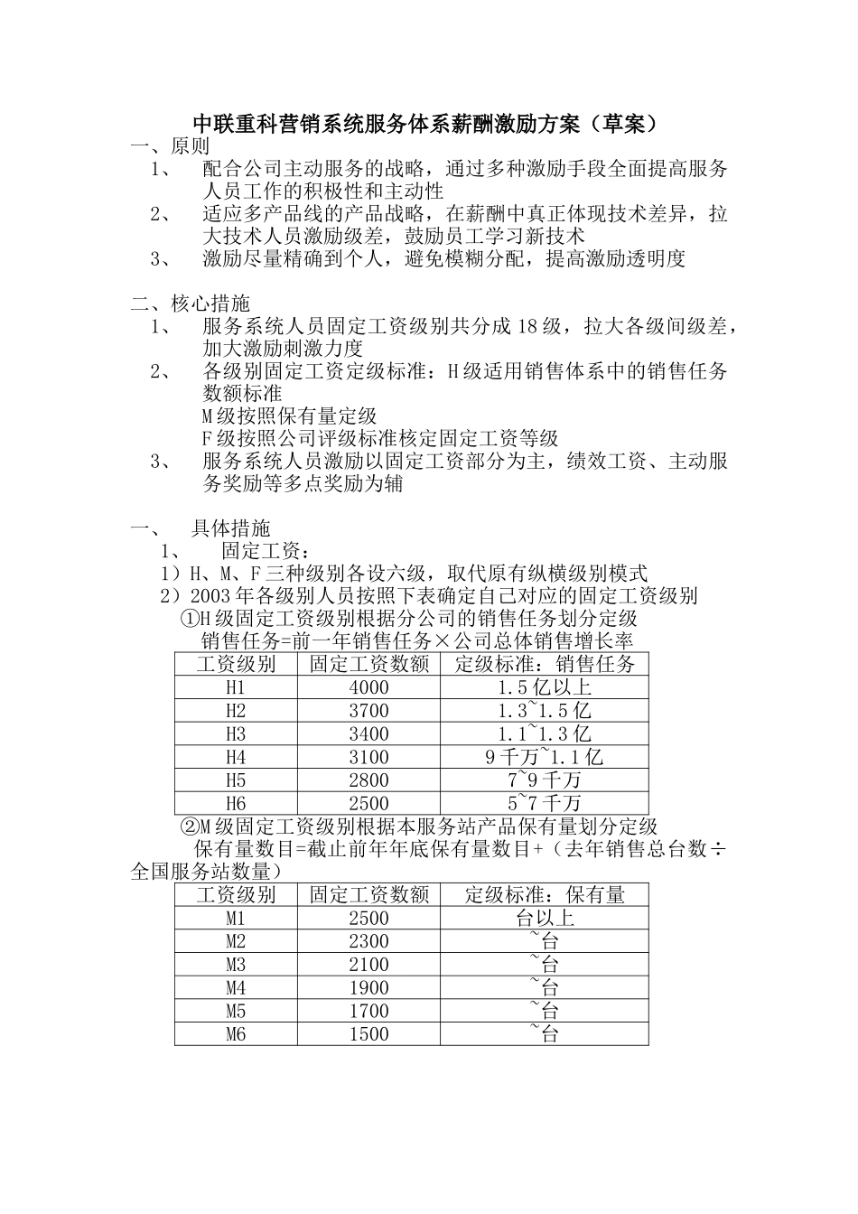 中联重科营销系统服务体系薪酬激励方案1113一稿.doc_第1页