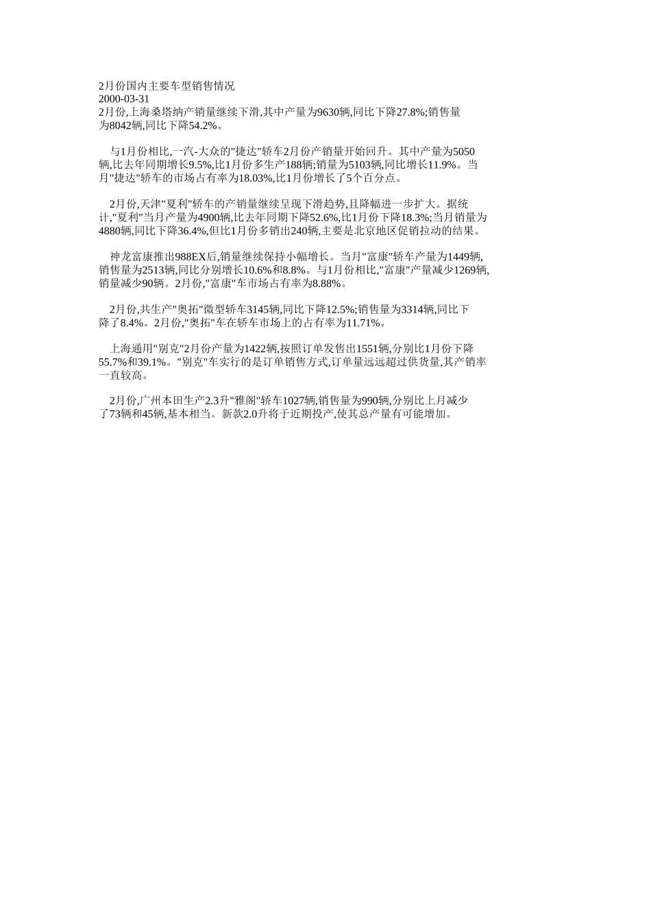 2月份主要车型销售情况.doc_第1页