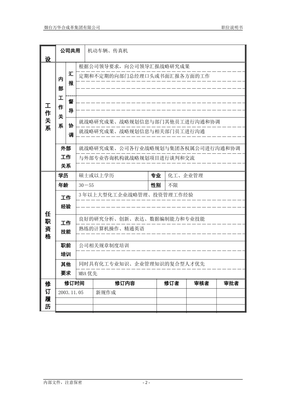 3战略发展部_战略规划_职位说明书.doc_第2页
