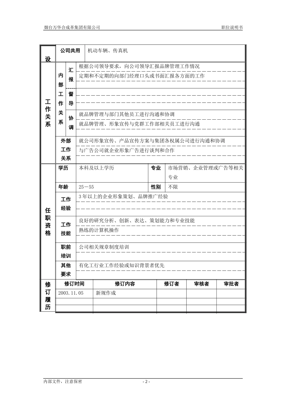 5战略发展部_品牌管理_职位说明书.doc_第2页