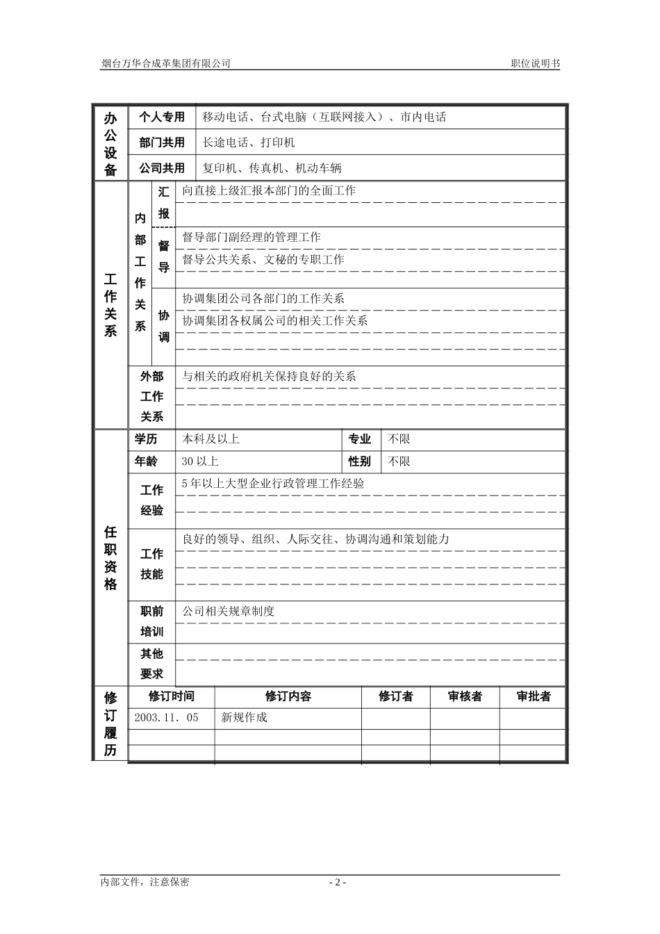 1行政管理部_经理_职位说明书.doc_第2页