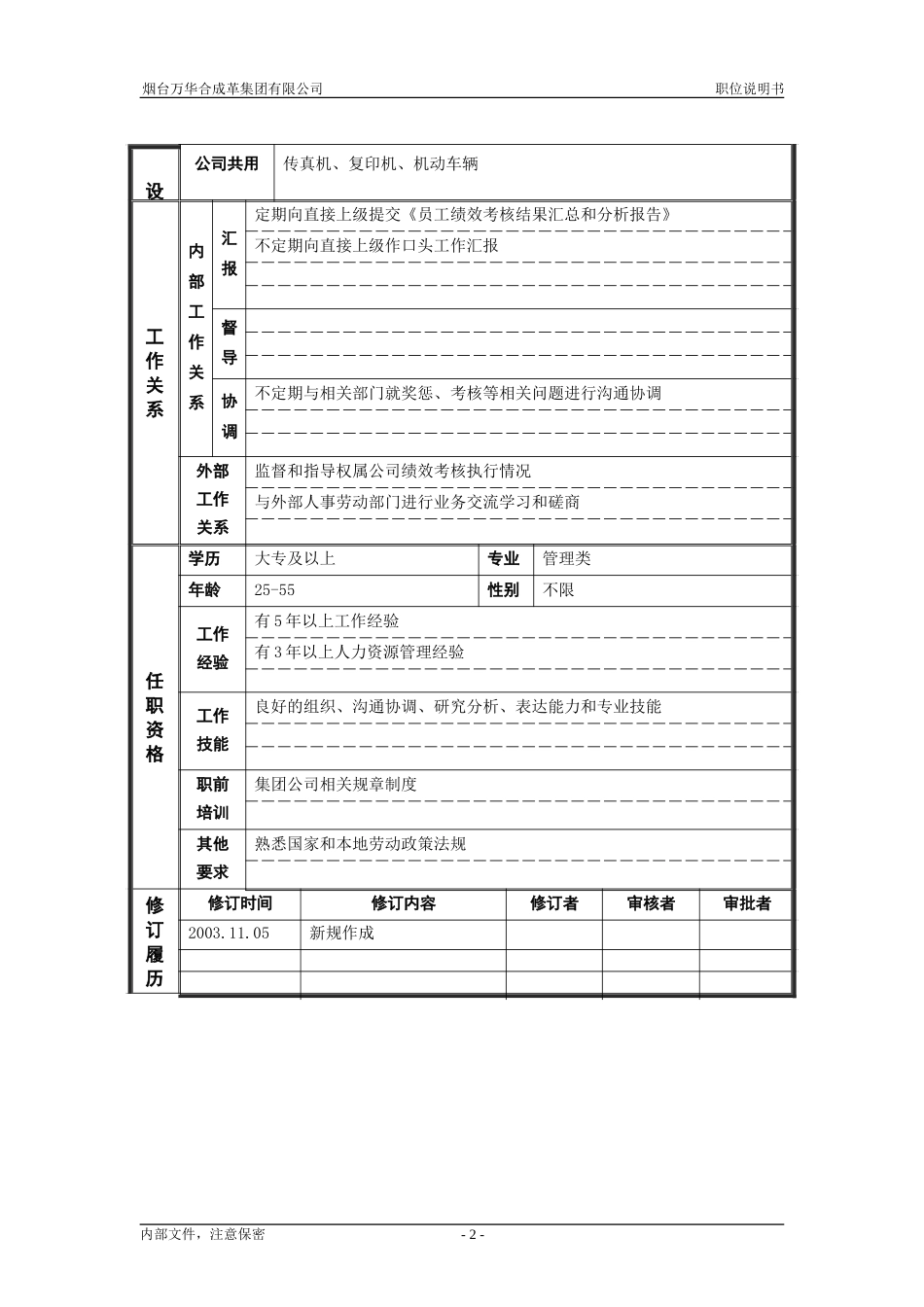 4人力资源部_考核管理_职位说明书.doc_第2页