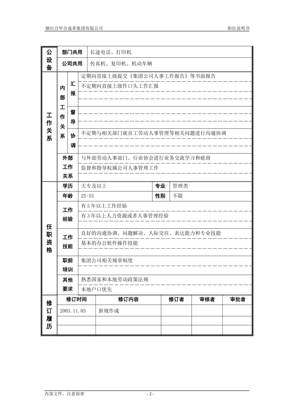 7人力资源部_劳动人事_职位说明书.doc_第2页