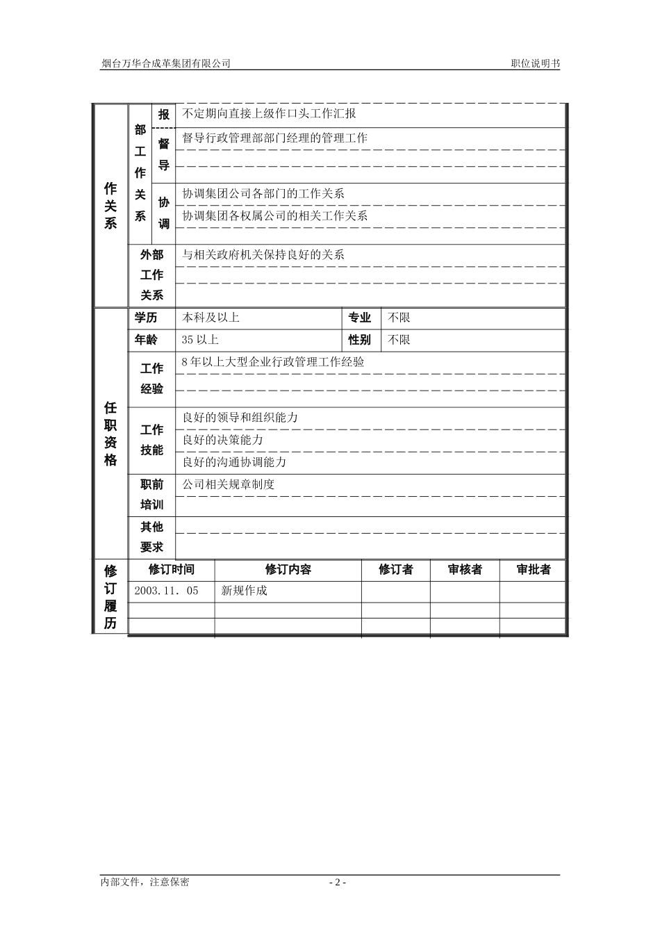 职位说明书－行政管理副总裁.doc_第2页