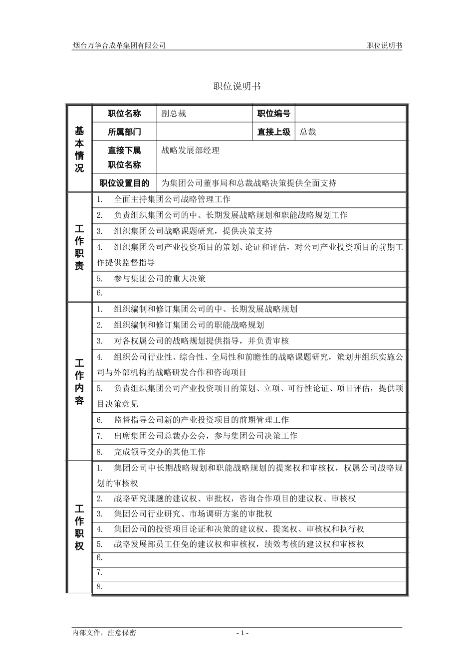 职位说明书－战略副总裁.doc_第1页