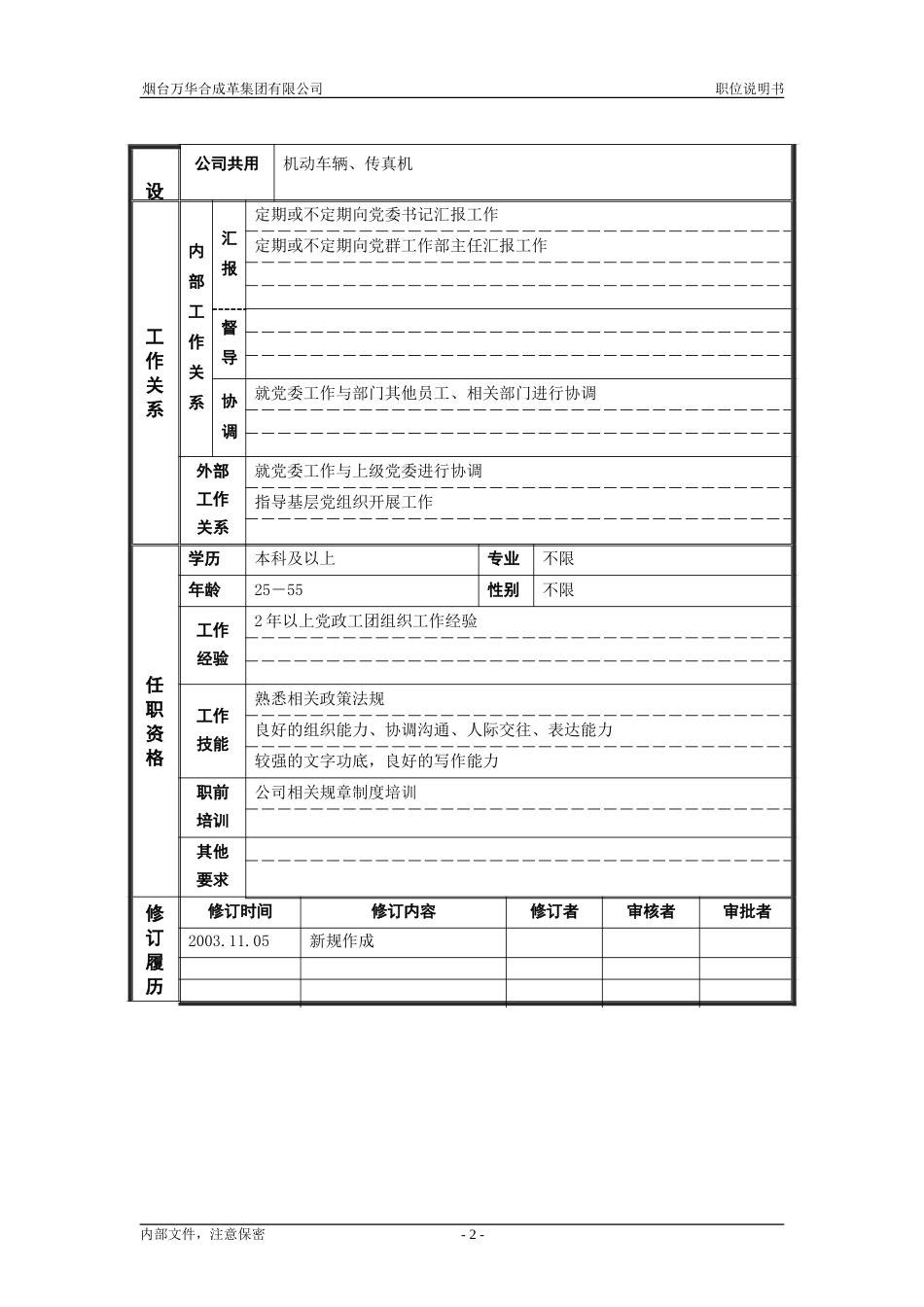 2党群工作部_党务管理_职位说明书.doc_第2页