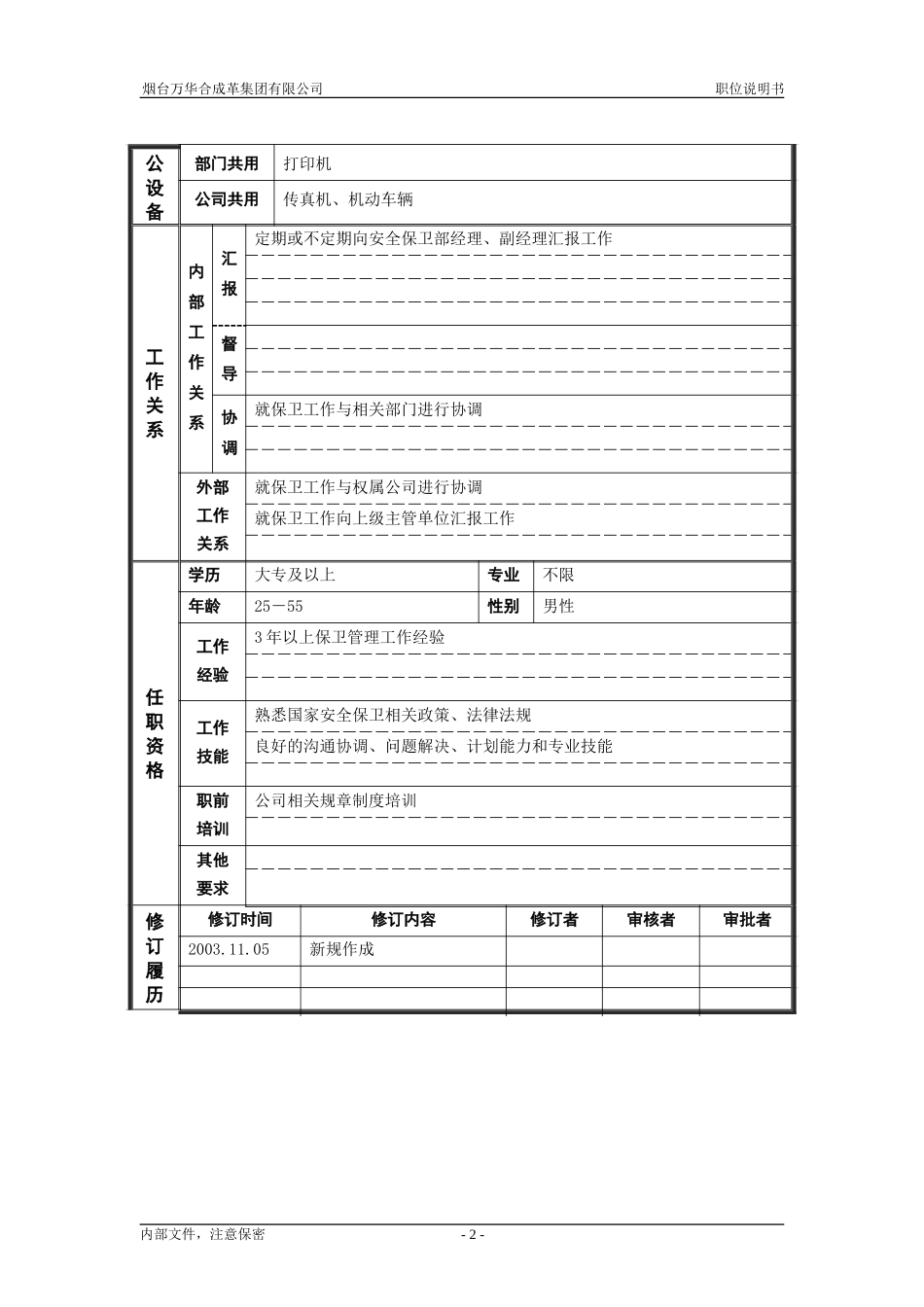 4安全保卫部_保卫管理_职位说明书.doc_第2页