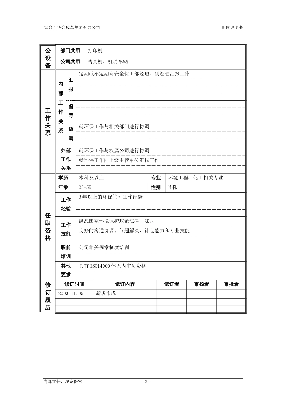 5安全保卫部_环保管理_职位说明书.doc_第2页