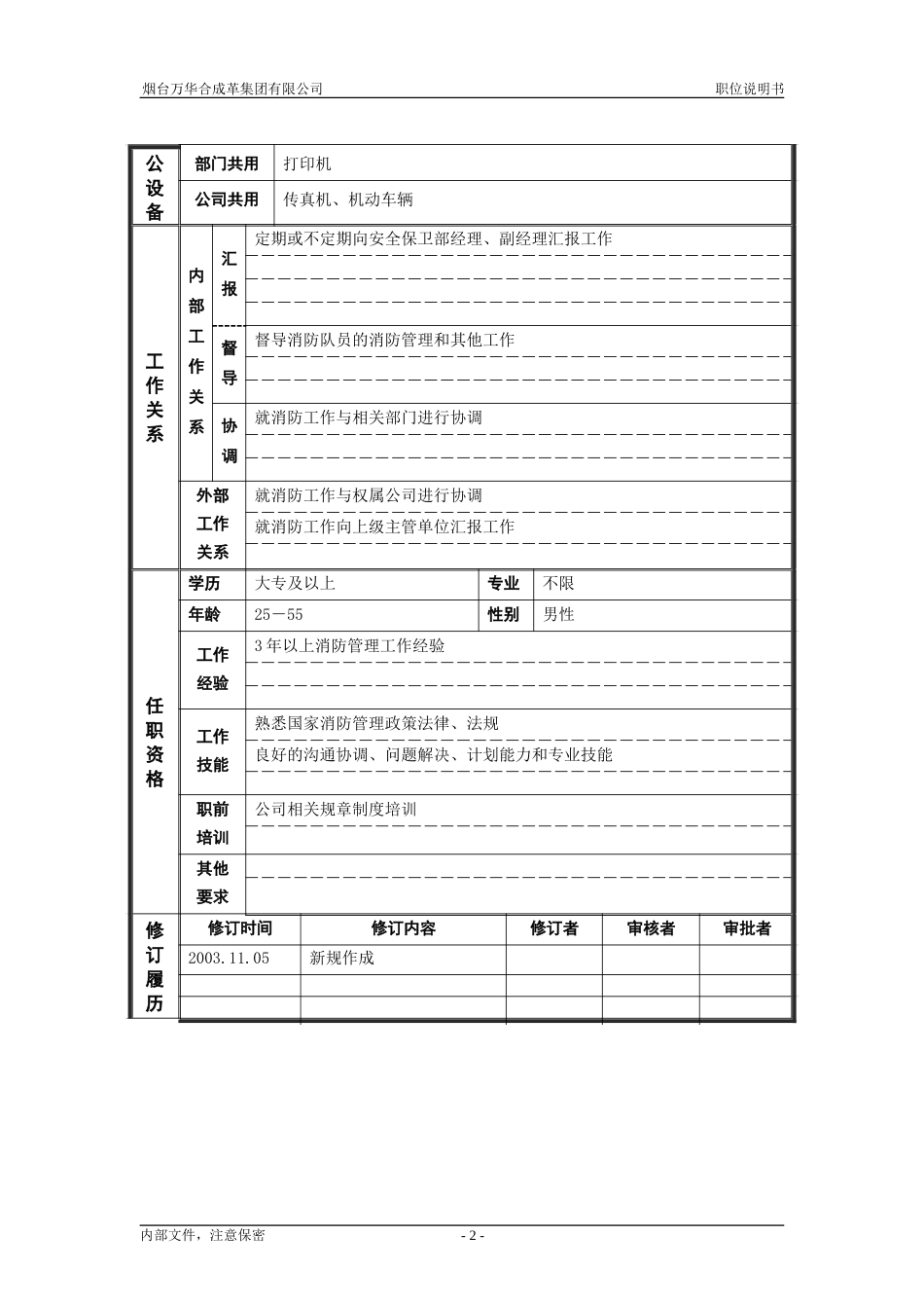 6安全保卫部_消防管理_职位说明书.doc_第2页