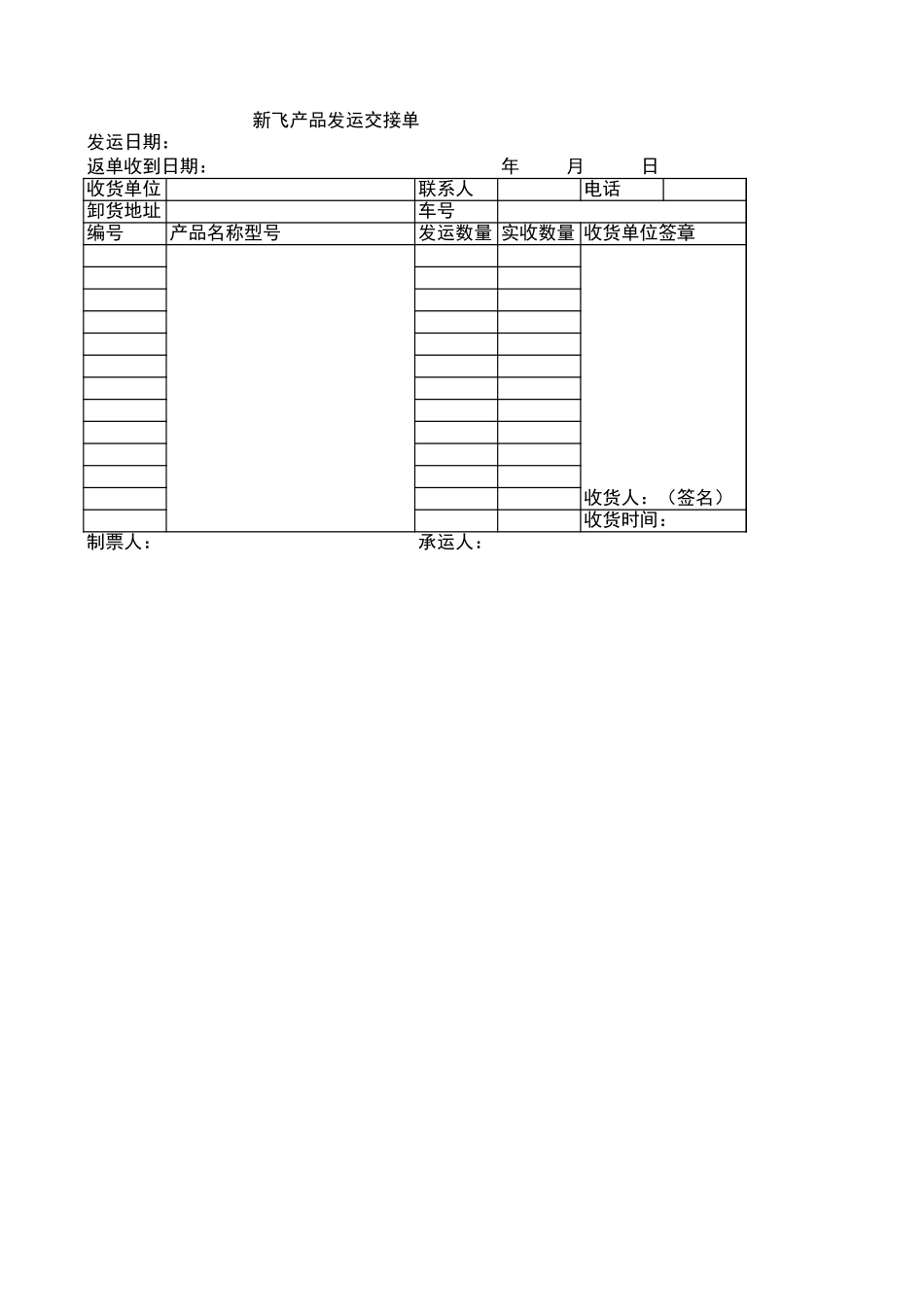 新飞 — 产品发运交接童.xls_第1页