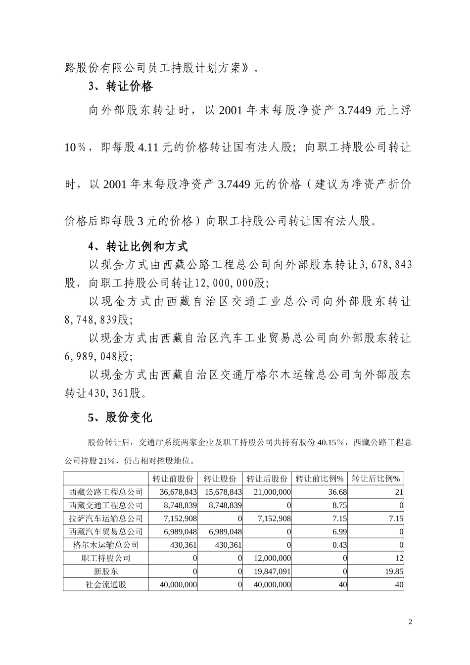 西藏天路交通股份有限公司股权优化方案(两方案选一）.doc_第2页