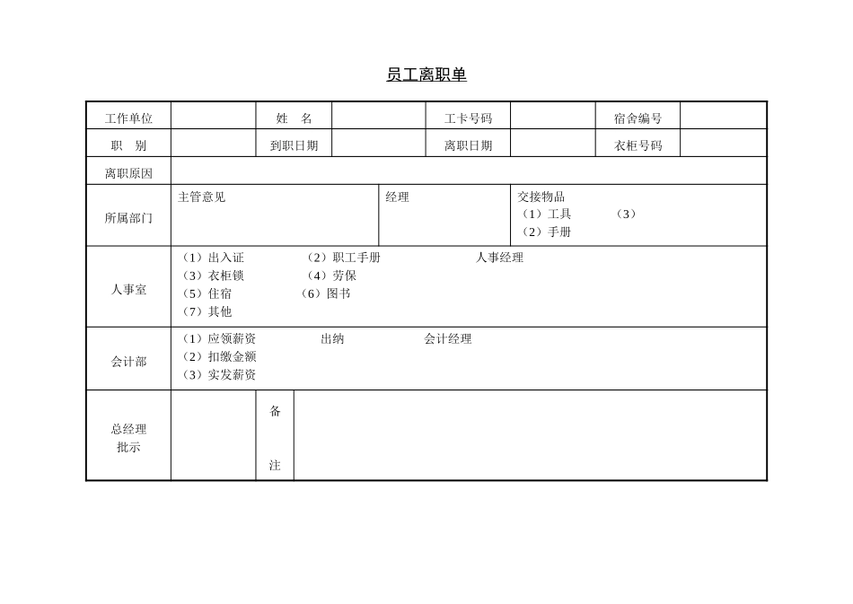 员工离职单.doc_第1页