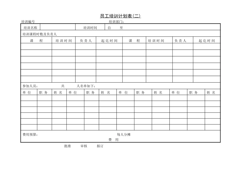 员工培训计划表二.doc_第1页