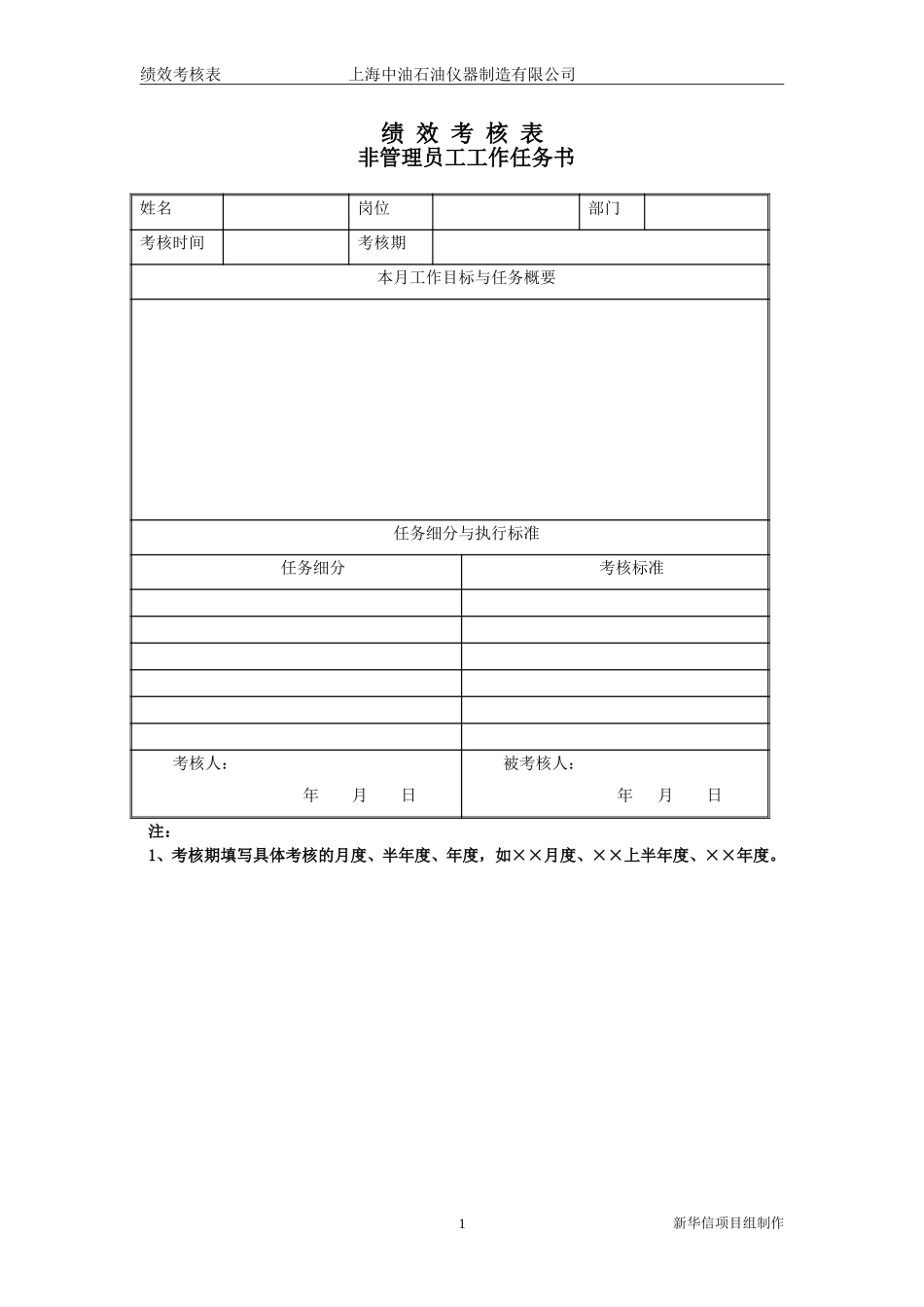上海中油公司绩效考核表.doc_第1页