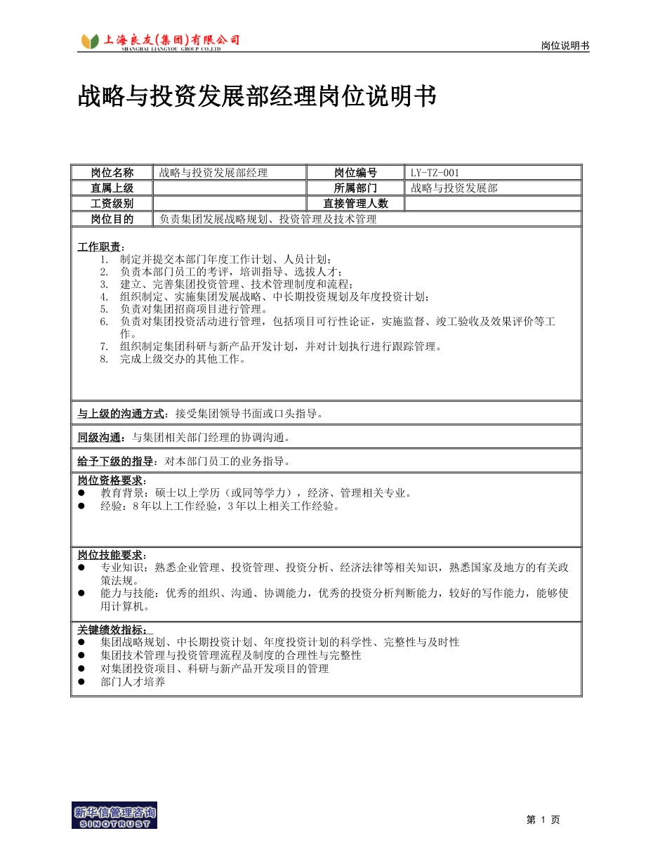 战略与投资部岗位设计.doc_第1页