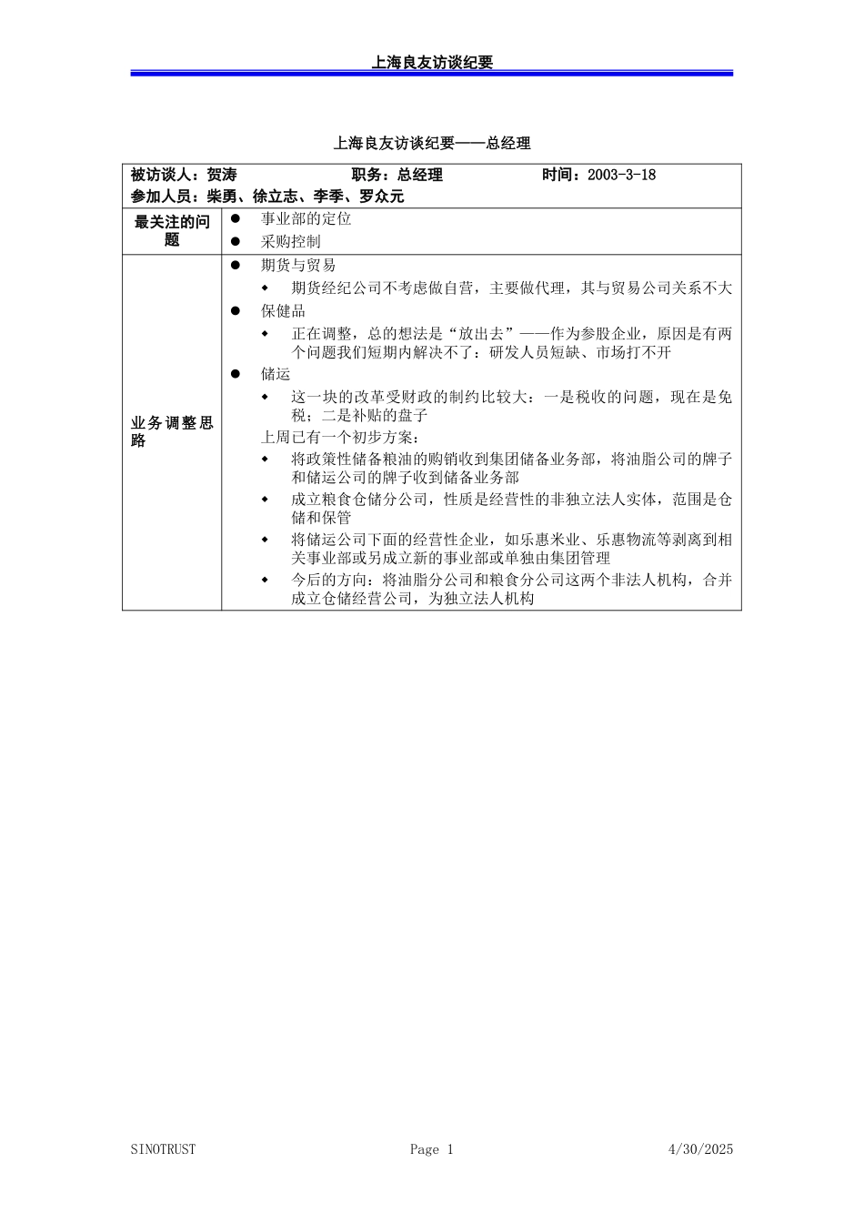 访谈纪录-总经理贺涛－030318-罗.doc_第1页