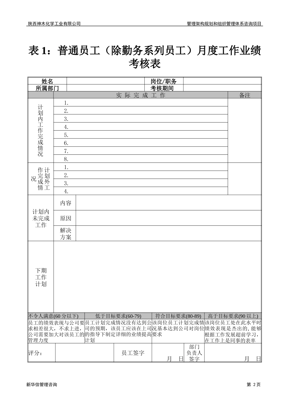 神木化工绩效考核打分表－普通员工.doc_第3页