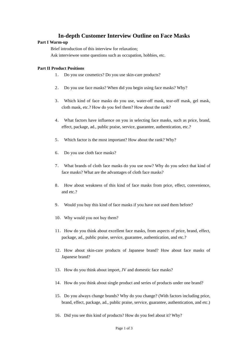 02－questionnaire for face mask consumer.doc_第1页