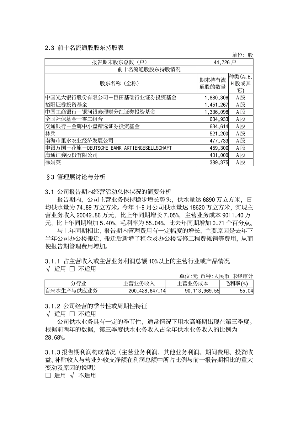 南海发展2004年第三季度报告.pdf_第3页