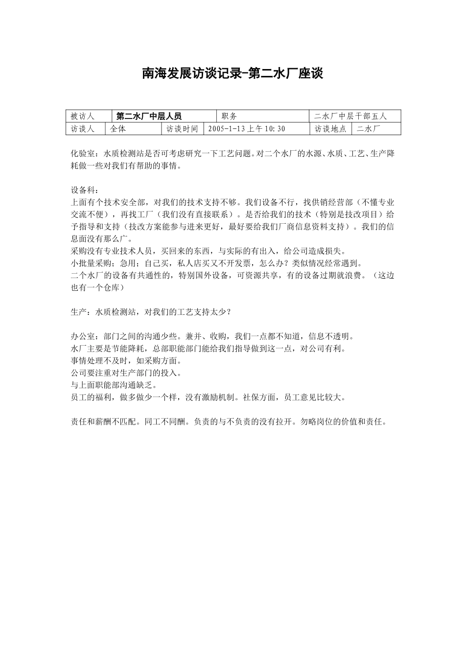 20050113第二水厂座谈记录-王海文.doc_第1页