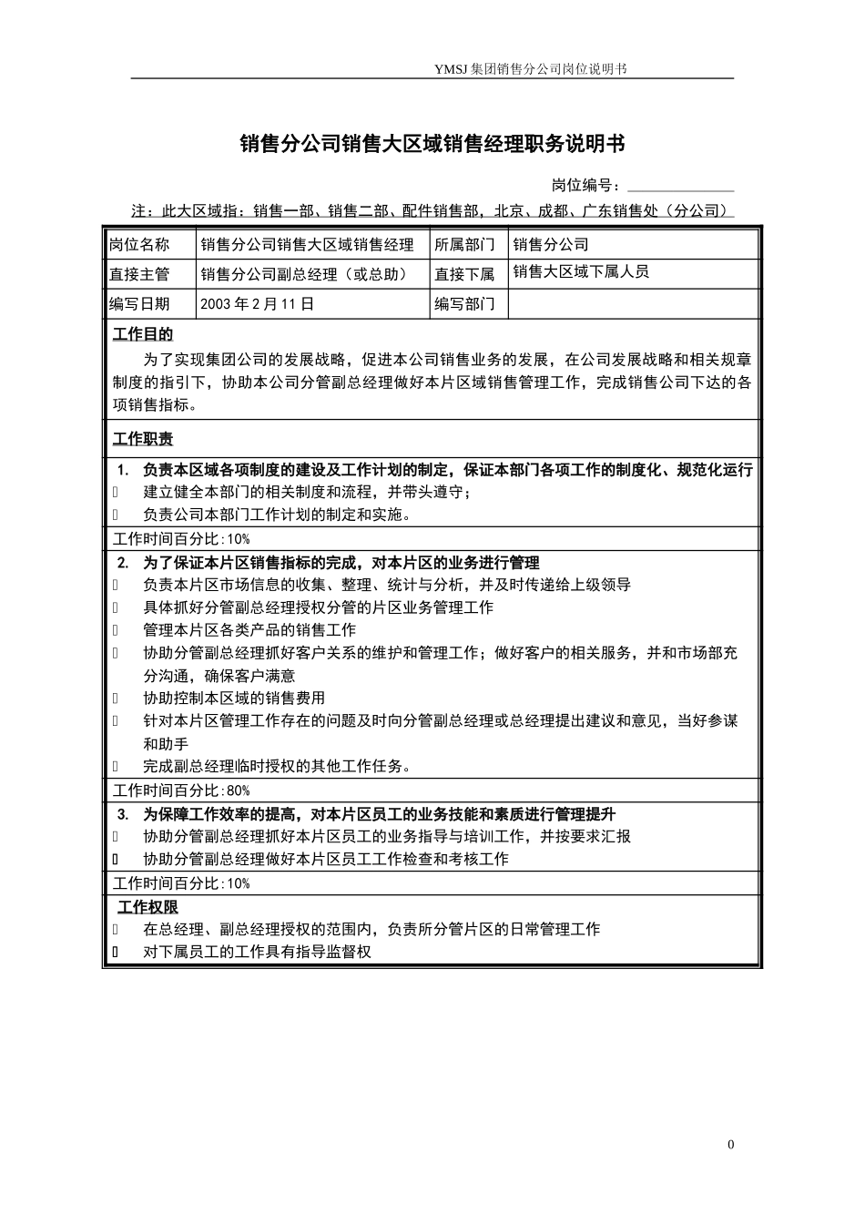 销售大区域经理岗位说明书KM版.doc_第1页
