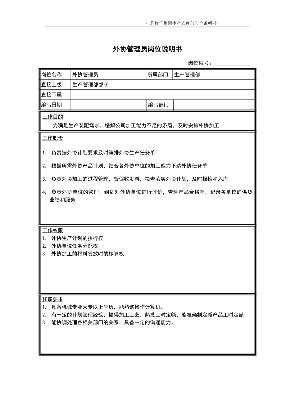 外协管理员岗位说明书.doc_第1页