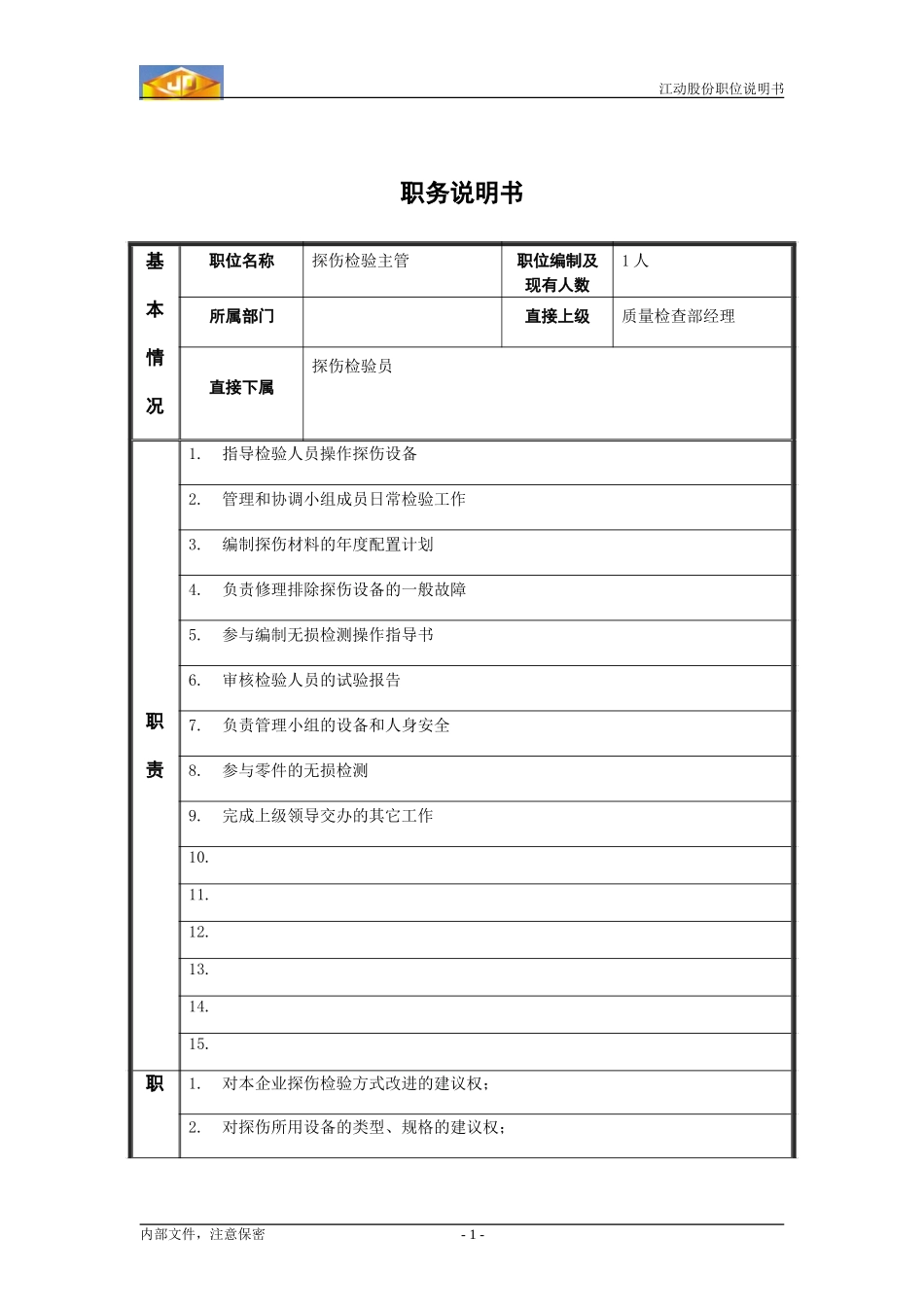 探伤检验专员职位说明书.doc_第1页