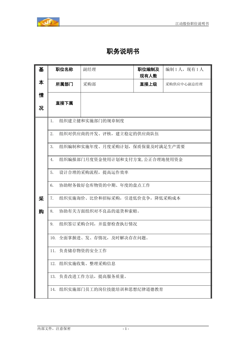 副处长职位说明书.doc_第1页
