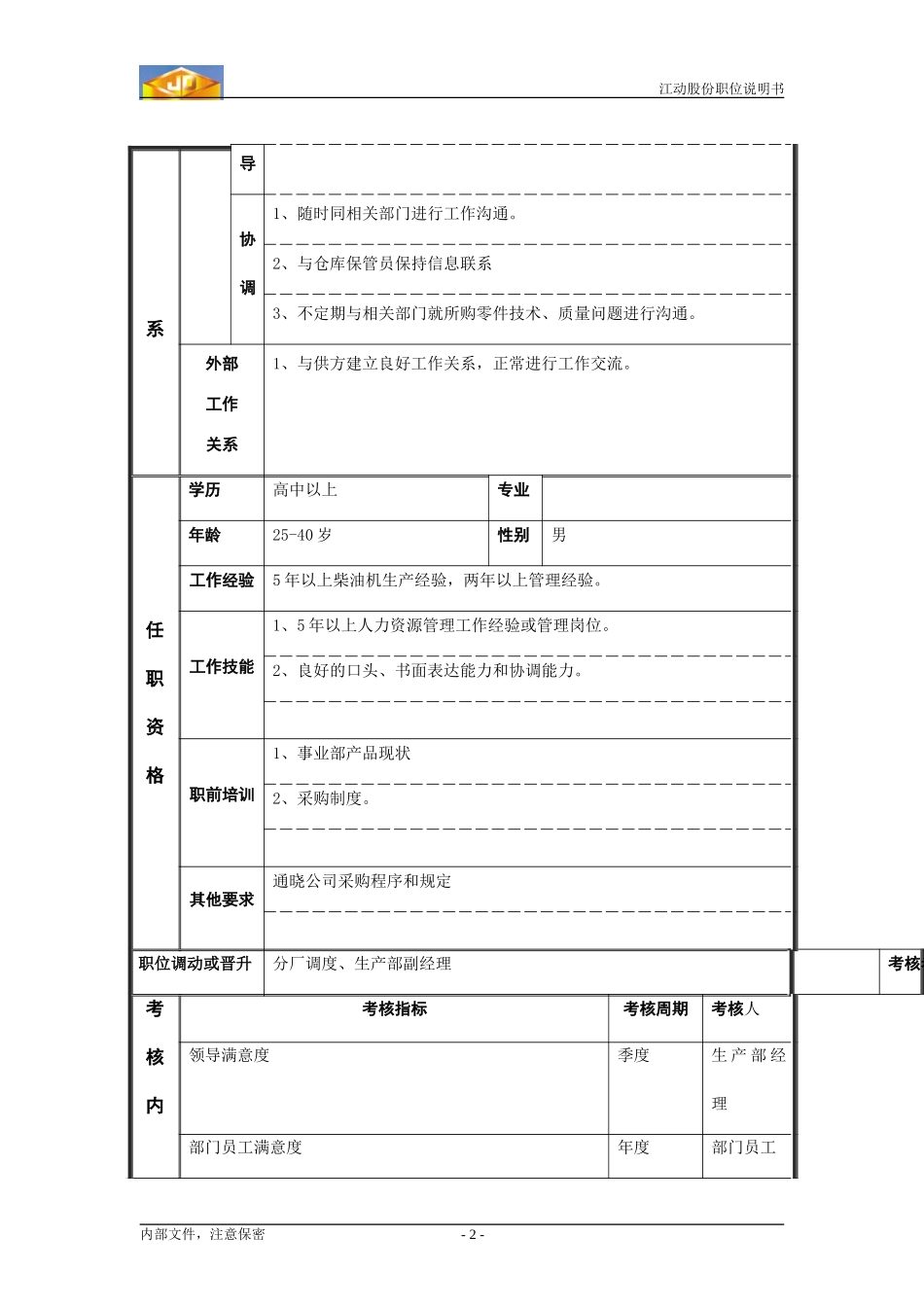 江动股份职位说明书（多缸3生产部）.doc_第2页