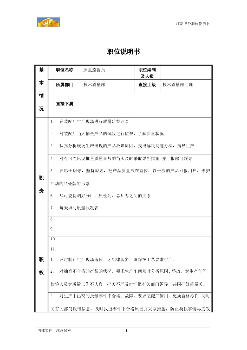 ZS职位说明书_质量监督员1.doc_第1页