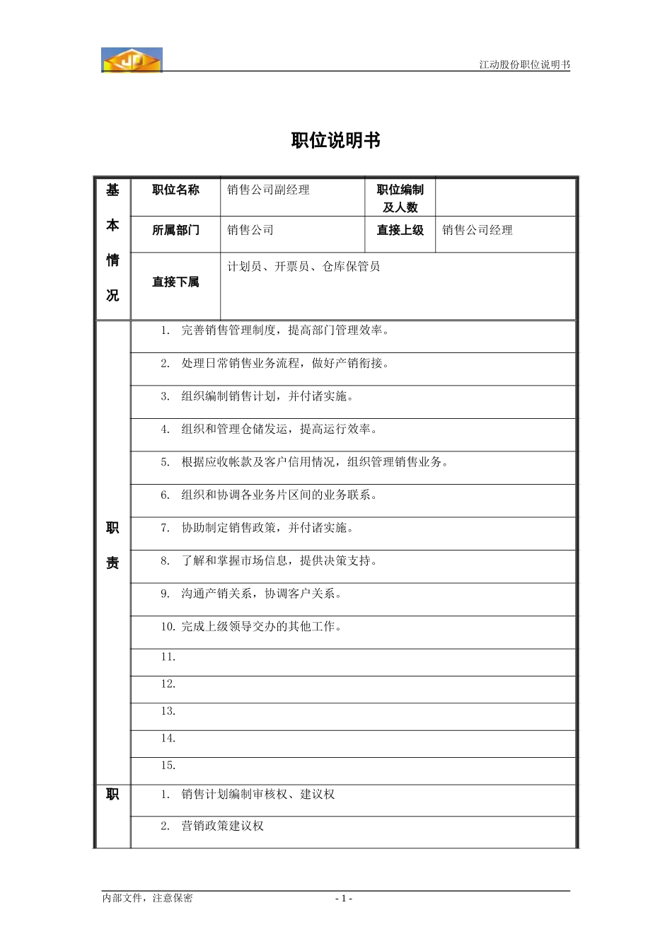 徐经理、赵经理职位说明书.doc_第1页