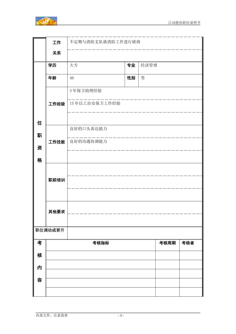 安全保卫部经理助理职务说明书.doc_第3页
