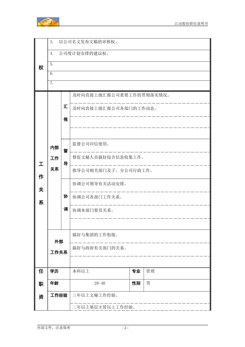 办公室经理职务说明书.doc_第2页