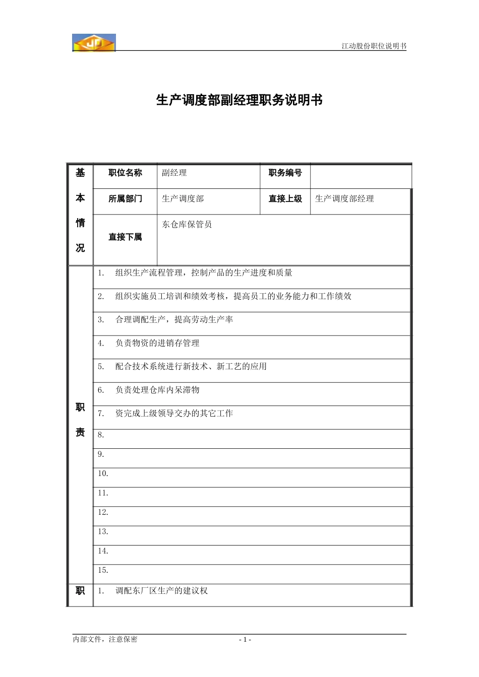 生产调度部副经理职务说明书.doc_第1页