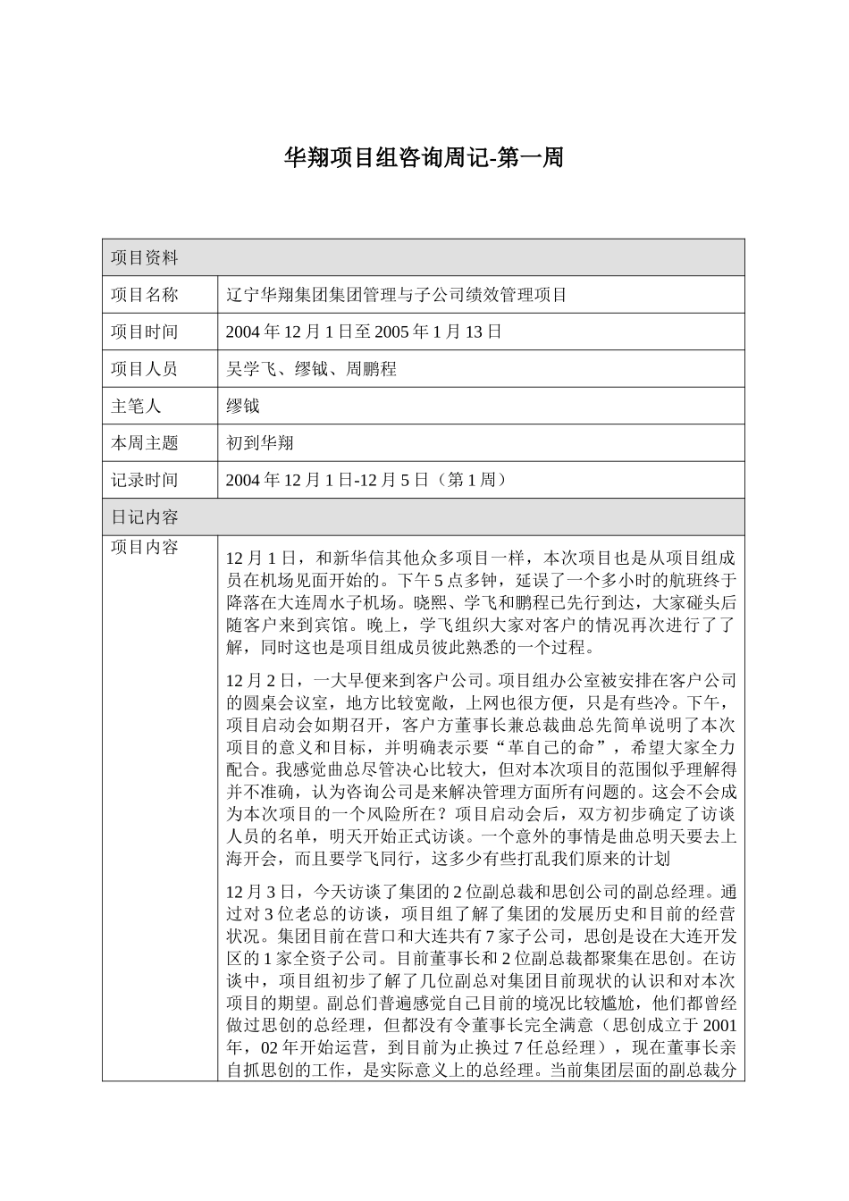 华翔项目周记－第1周.doc_第1页