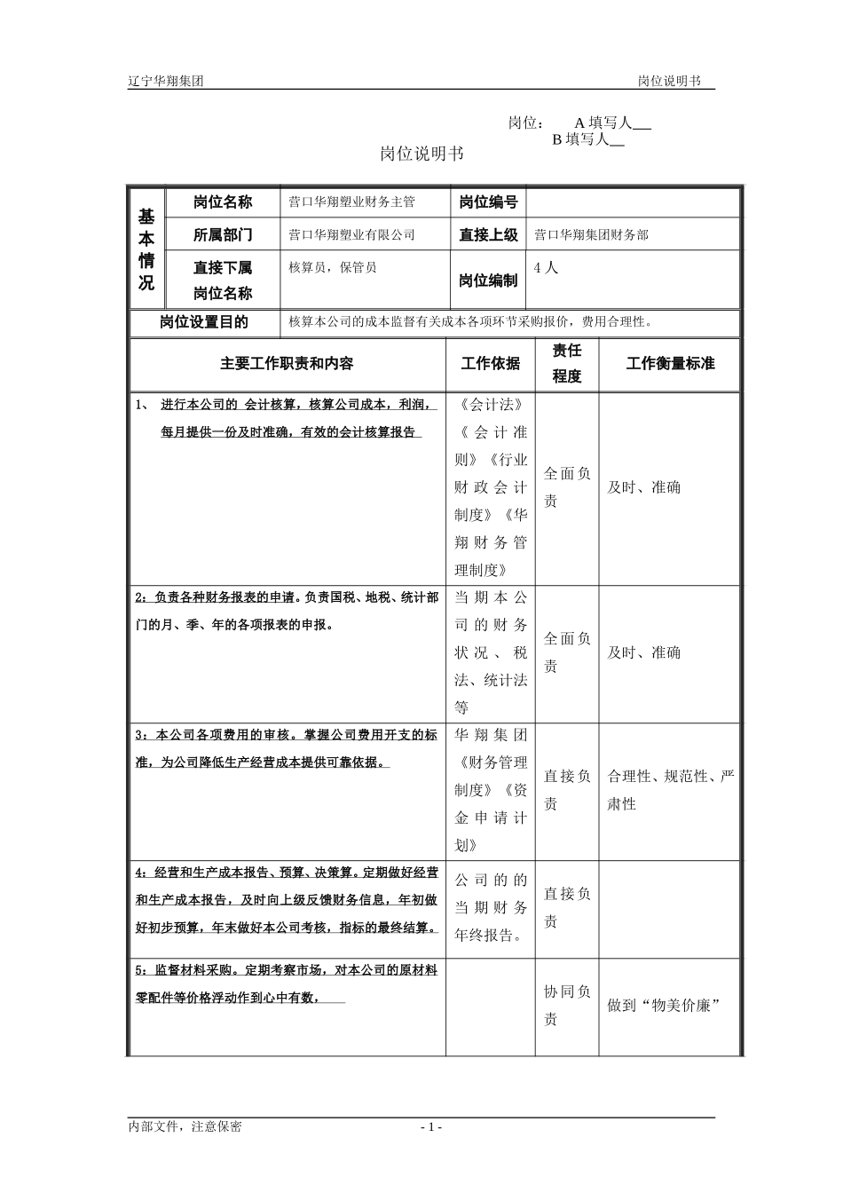 营口华翔塑业财务主管.doc_第1页