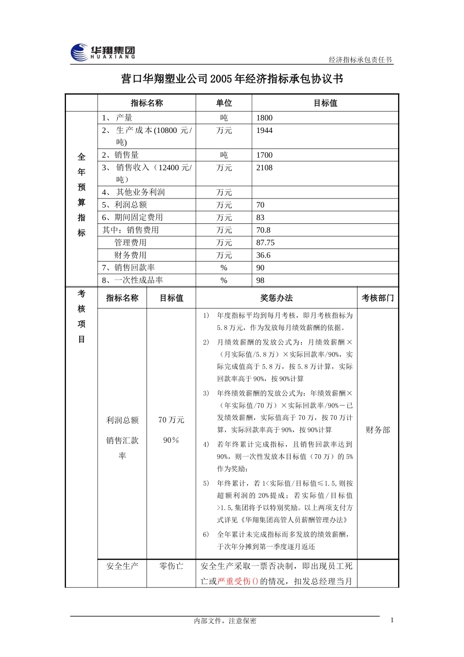 华翔塑业公司总经理经济指标承包责任书20050111.doc_第2页