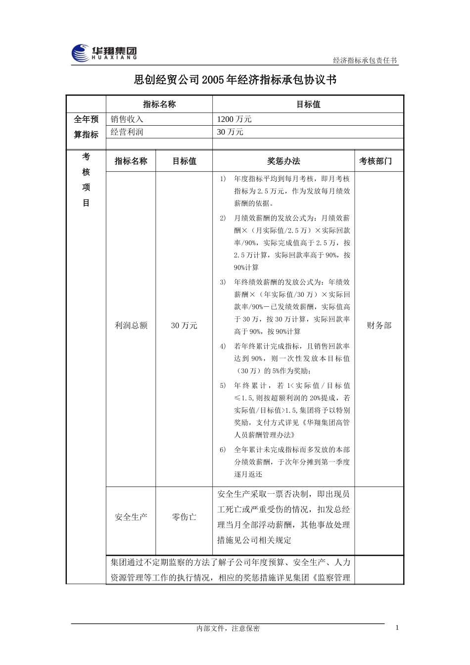 思创经贸总经理经济指标承包责任书20050111.doc_第2页
