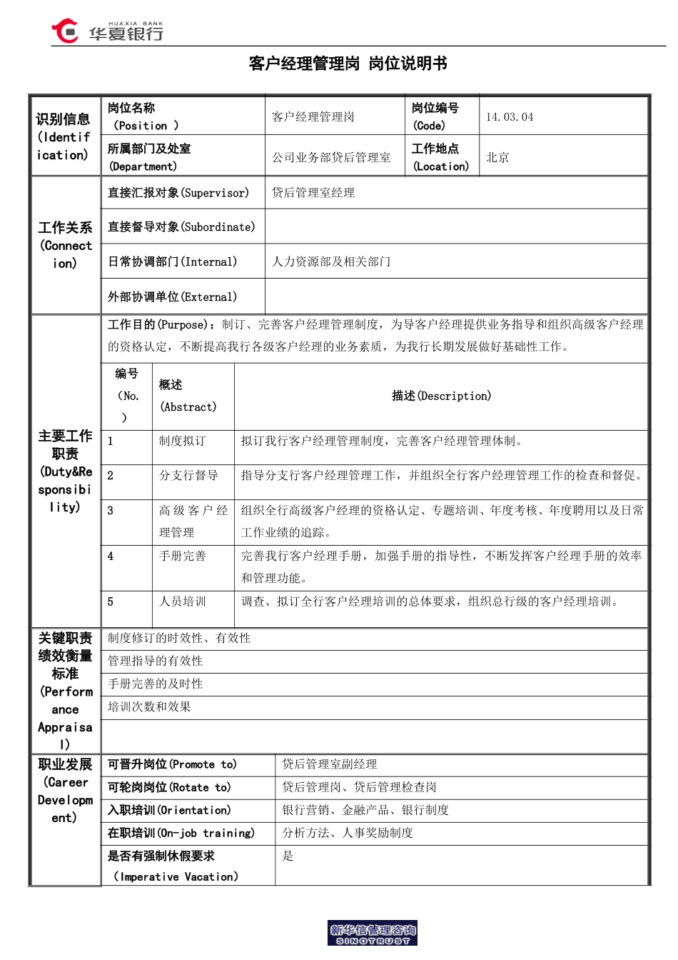 客户经理管理岗岗位说明书.doc_第1页