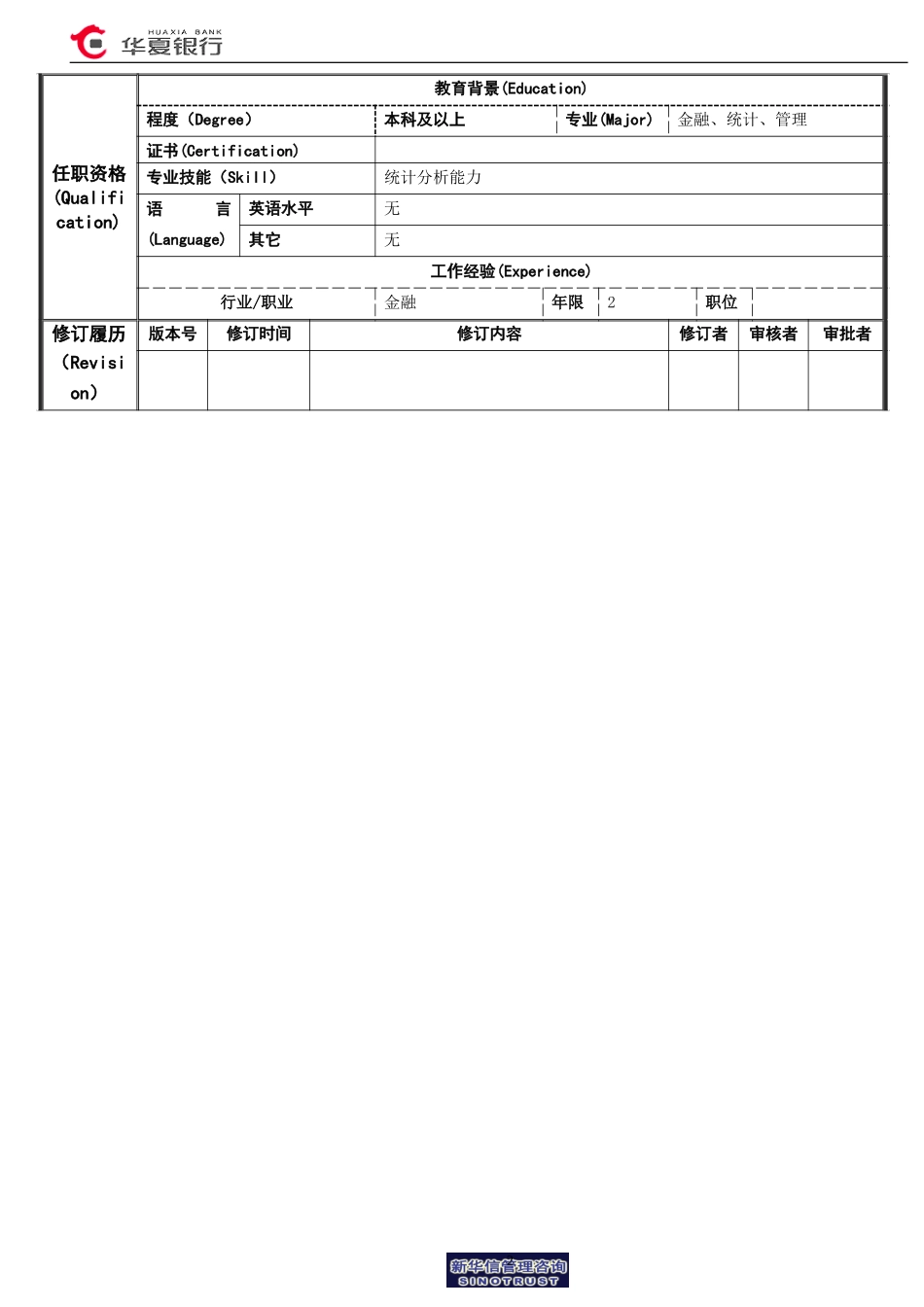 存款分析岗岗位说明书.doc_第2页