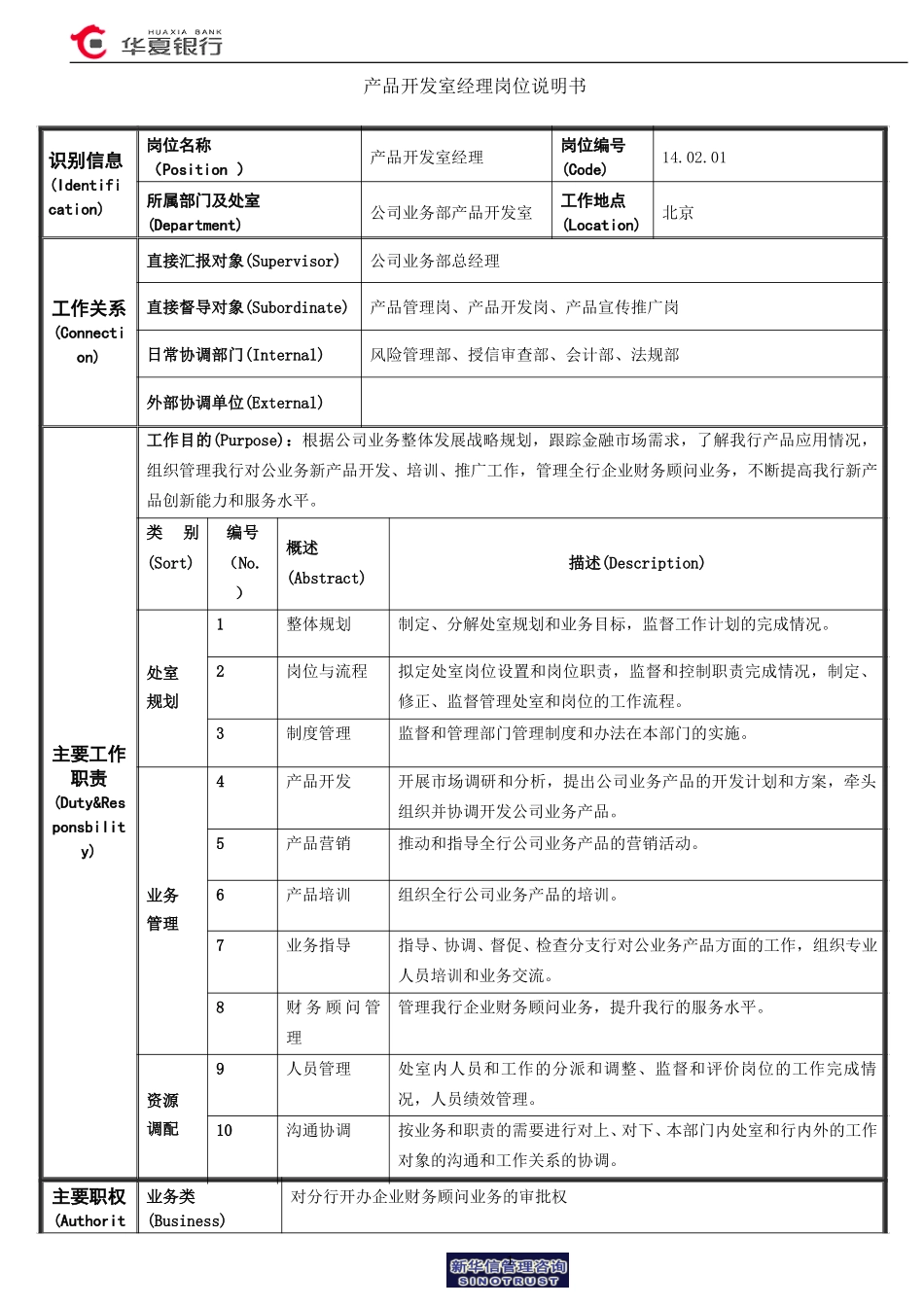 产品开发室经理岗位说明书.doc_第1页