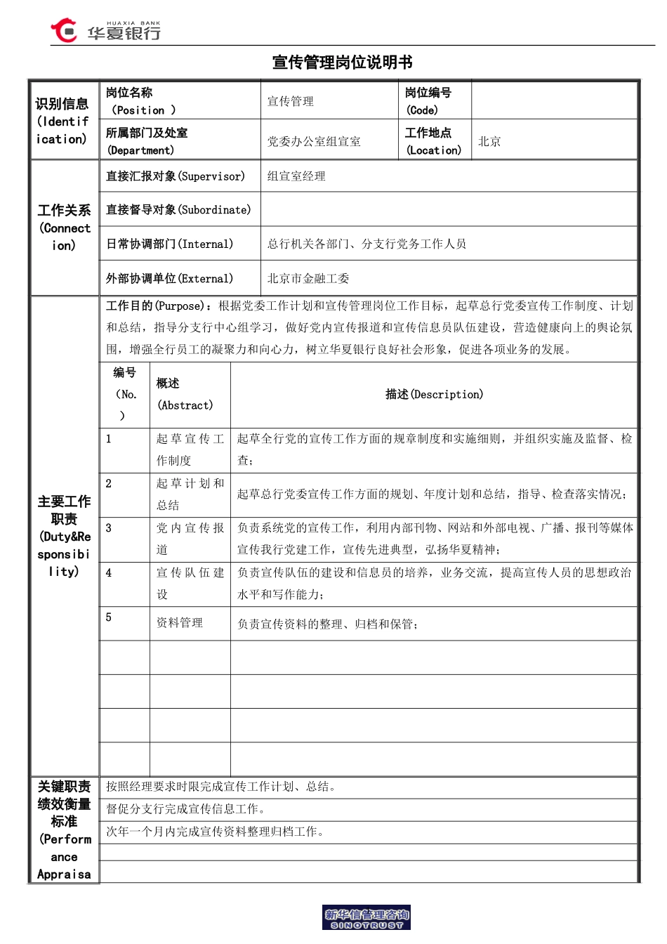 07.01.03组宣室－宣传管理岗位说明书.doc_第1页